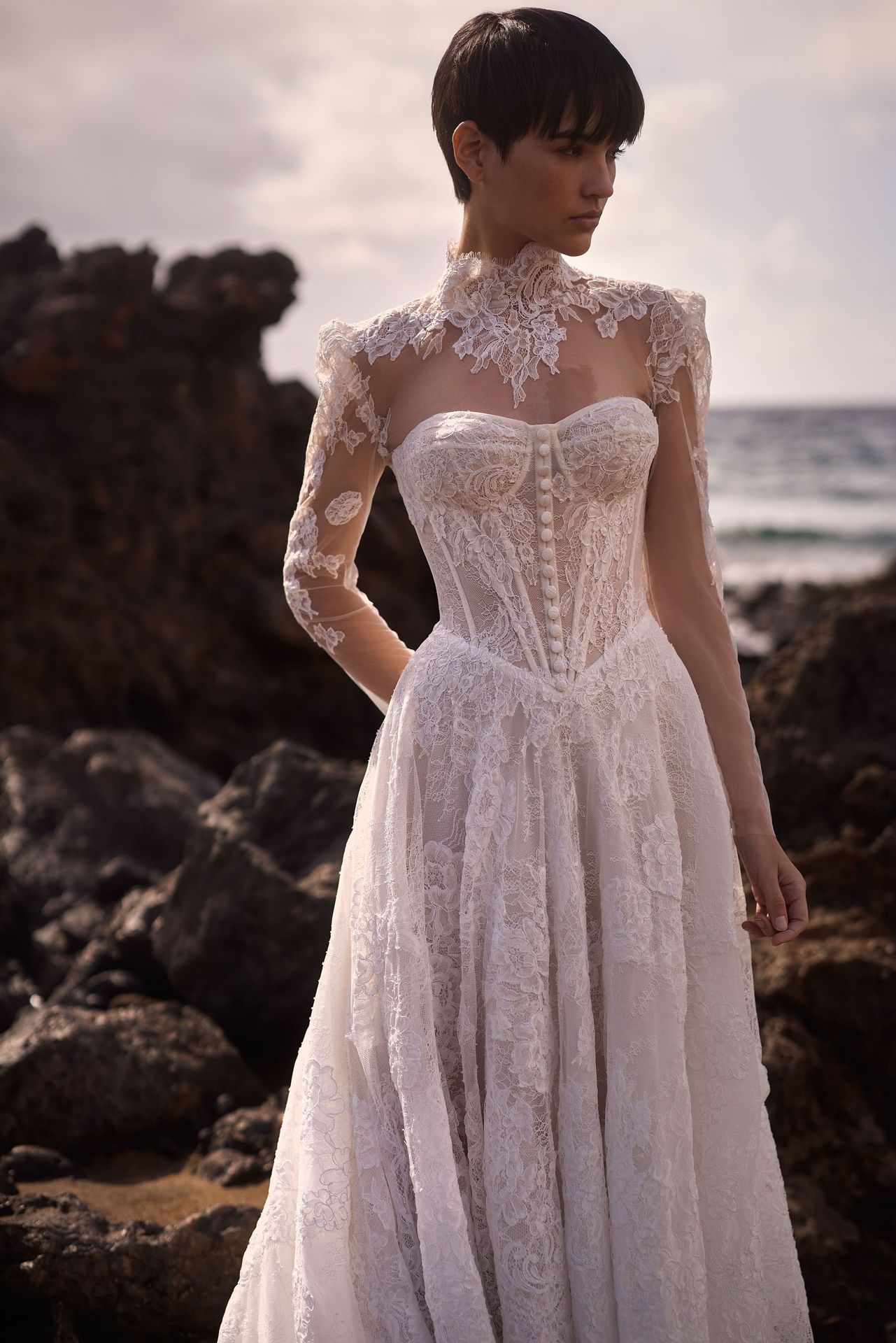 modified a line dress French Alencon Lace