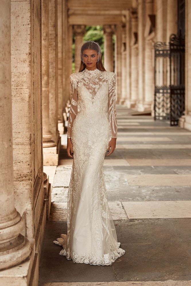 matte lace wedding dress Bohemian-Inspired Beach Wedding Dress with Matte Lace