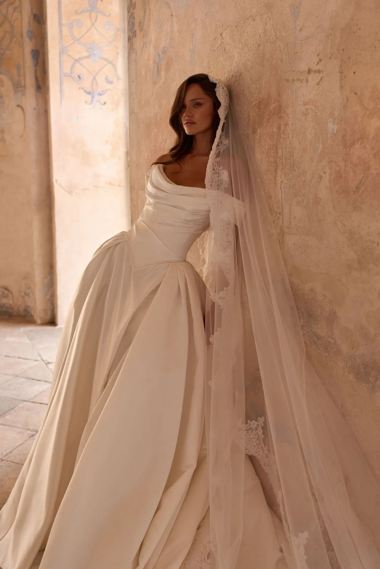 Ariella - Silk Satin Princess Bridal Gown (Side View) | Atelier x Tamara